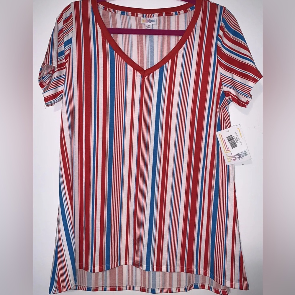Lularoe Maternity Striped‎ Red White Blue Top Medium